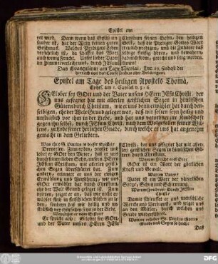 Epistel am Tage des heiligen Apostels Thomä, Ephes. am 1. Capitel v. 3:6.