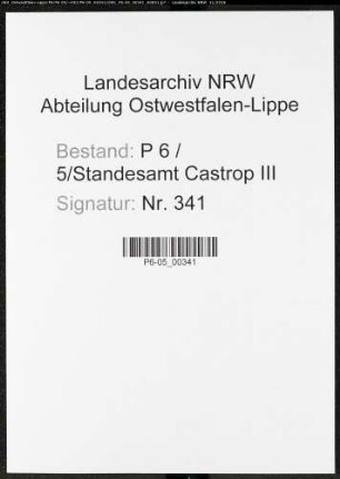 Sterberegister Standesamt Castrop-Rauxel Castrop III