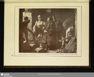 Luthers Ankunft auf der Wartburg am 4. Mai 1521. Wandgemälde von P. Thumann