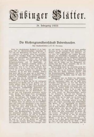1-6 Die Klostergrundherrschaft Bebenhausen