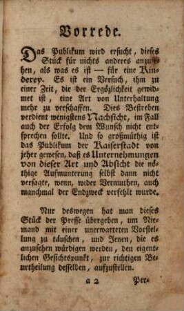 Der Haushahn : ein Faschingsstück in zween Aufzügen ; Aufgeführet im k. k. Schauspielhause am Kärntnerthore