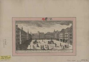 Ansicht des Altmarktes in Dresden, Kupferstich, vor 1782 : Perspectivischer Prospect, des Alten Marckts zu Dresden gegen die Schloss- und Schössergasse / [F. G. Schlitterlau sc.] - [Dresden] , [vor 1782]. - 1 Kunstbl. : Kupferst. ; 25 x 13 cm