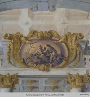Innendekoration mit Adonis' Abschied von Venus : Scheinarchitektur und mythologischen Szenen der Geschichte Dianas