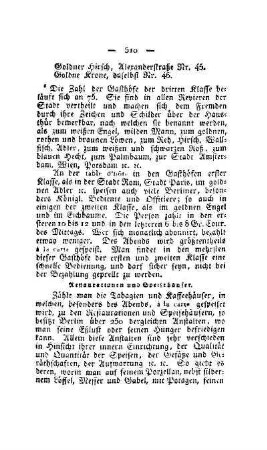 Restaurationen und Speisehäuser