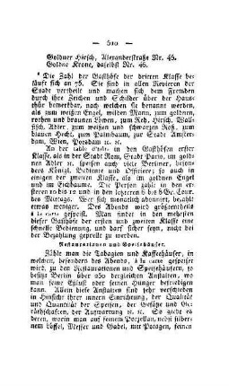 Restaurationen und Speisehäuser