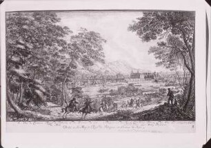 Prospect von dem Königl. Lustschloß Pillnitz a. d. Elbe und umliegenten Gegend wie sich solches gegen Mittag Presentiret"