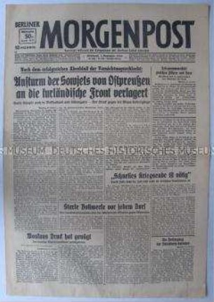 Tageszeitung "Berliner Morgenpost" überwiegend zu den Kämpfen an der Ostfront