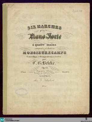Six marches pour le piano-forte à quatre mains : op. 15; 2de livre