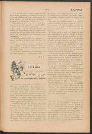 Lectura - Epístola al hombre que desea casarse