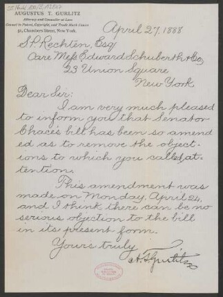 Brief an Rechten : 27.04.1888