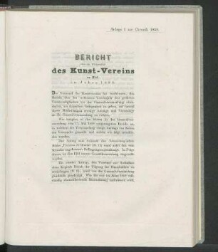 Bericht über die Wirksamkeit des Kunst-Vereins zu Kiel. im Jahre 1858.