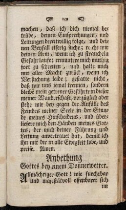 Anbethung Gottes bey einem Donnerwetter.