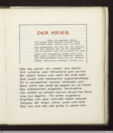 Der Krieg : [SW IX: hH6]; [SW IX, S. 21-26/139-142] / Geschrieben von Georg Peter Landmann
