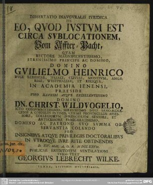 De Eo, Quod Iustum Est Circa Sublocationem