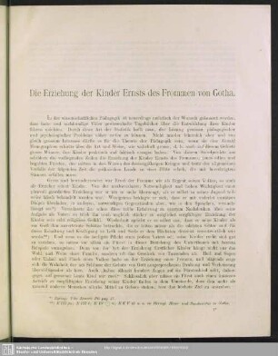 Die Erziehung der Kinder Ernsts des Frommen von Gotha