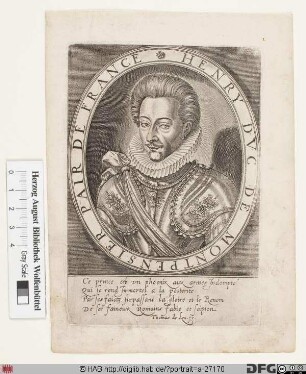 Bildnis Henri de Bourbon, duc de Montpensier (bis 1592 duc de Dombes)