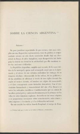 Sobre la ciencia argentina