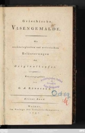 Bd. 1, H. 1: Griechische Vasengemälde : Mit archäologischen und artistischen Erläuterungen der Originalkupfer