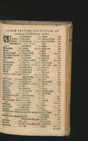 Index Tertius Germanice, Ad Ordinem Alphabeticum digestus.