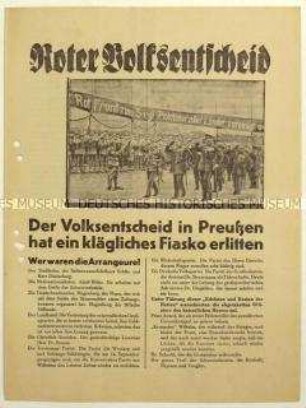 Flugschrift der SPD zum Volksentscheid über die Auflösung des preußischen Landtags und Aufruf zum Beitritt
