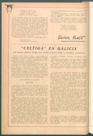 "Céltiga" en Galicia : La prensa gallega acoge con cariño nuestra labor y nuestras iniciativas