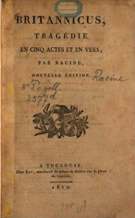 Britannicus : tragédie en cinq actes et en vers
