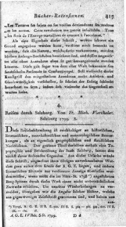 Reisen durch Salzburg / Von Fr. Mich. Vierthaler. - Salzburg : Mayr, 1799