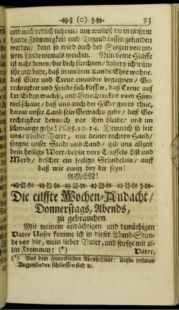 Die eilffte Wochen-Andacht, Donnerstags, Abends, zu gebrauchen.