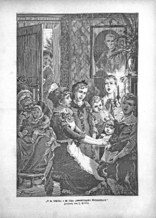 "O du fröhliche, o du selige, gnadenbringende Weihnachtszeit.". Zeichnung von F. Wittig