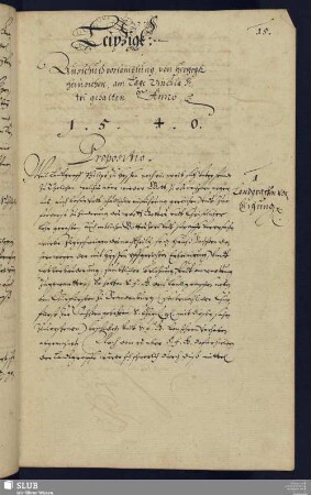 Leipzigk. Ausschuß vorsamblung ... am Tage Vincula Petri gehalten Anno 1540.