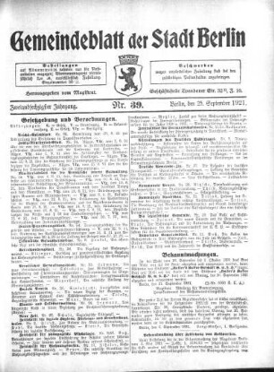 1921,39: Nr. 39, 25. September 1921