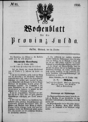 Nr. 85, Ausgabe vom 24. Oktober 1866