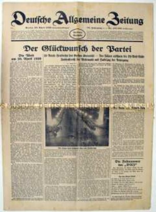 Tageszeitung "Deutsche Allgemeine Zeitung" zum 50. Geburtstag Hitlers
