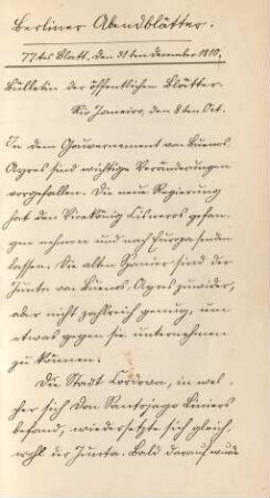 77tes Blatt. Den 31ten December 1810. [handschriftlich, lithographiert]