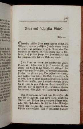Neun und sechzigster Brief. Cöln