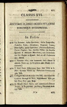 Classis XVI. - Classis XVIII.