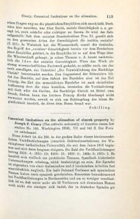 119-120 [Rezension] Cleary, Joseph F., Canonical limitations on the alienation of church property