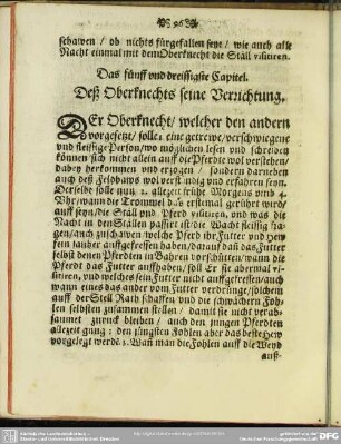 Das fünff und dreyssigste Capitel. Deß Oberknechts seine Verrichtung