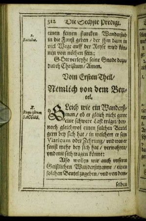 Vom Ersten Theil/ Nemlich von dem Beutel.