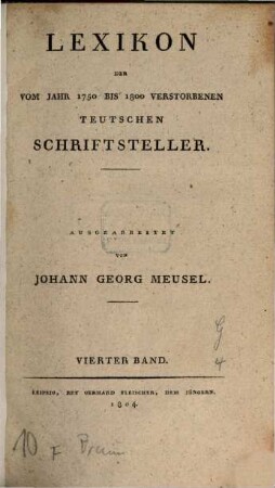 Lexikon der vom Jahr 1750 bis 1800 verstorbenen teutschen Schriftsteller, 4. [G]