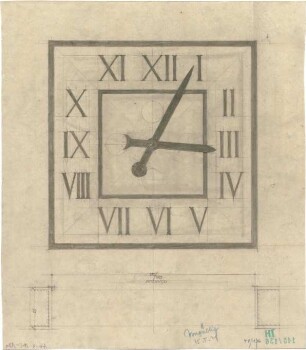 Fischer, Theodor; Bad Tölz (Bayern); Gewerbehalle - Uhr (Grundriss, Ansicht)