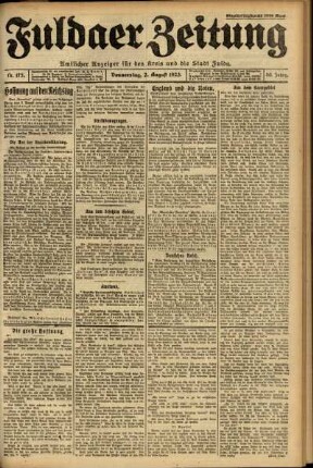 Ausgabe vom Donnerstag, den 02. August 1923.