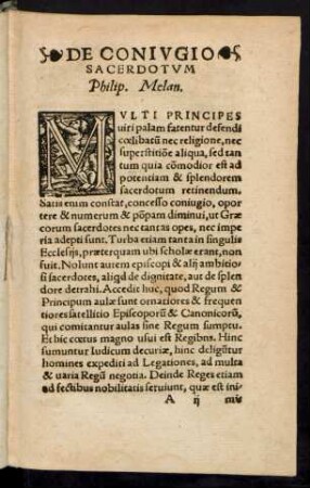 De Coniugio Sacerdotum Philip. Melan.