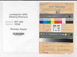 Entnazifizierung Kaspar Wechsler , geb. 12.11.1894 (Drucker)