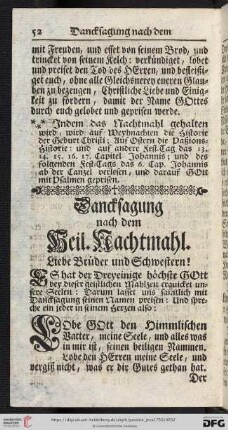 Dancksagung nach dem Heil. Nachtmahl