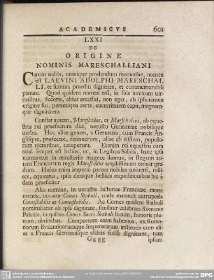 LXXI De Origine Nominis Mareschalliani