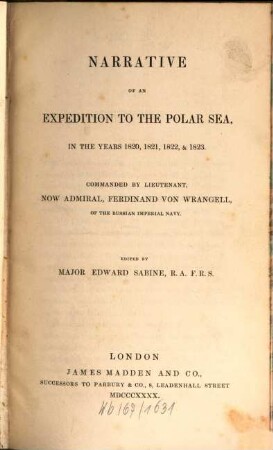 Narrative of an expedition to the Polar Sea : in the years 1820 - 1823