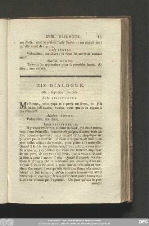 XIX. Dialogue. Dix-septième Journée.