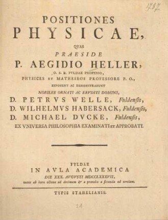 Positiones physicae