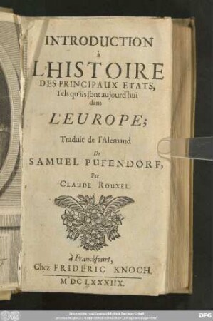 Introduction à L'Histoire Des Principaux Etats, Tels qu'ils sont aujourd'hui dans L'Europe
